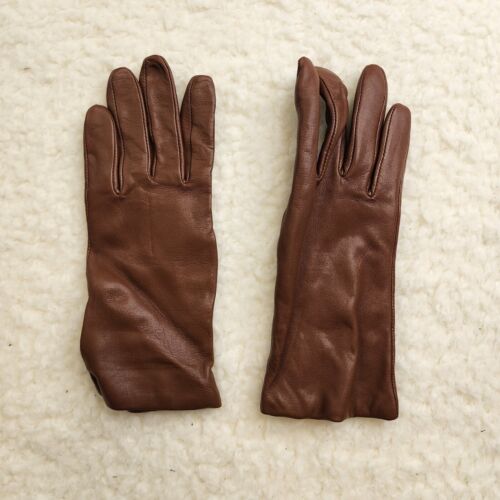 Vintage Lederhandschuhe M 100% Kaschmirfutter schokobraun altes Geld - Bild 2 von 5