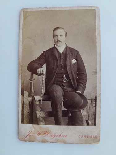 CDV: Man Walking Cane Hat: J & W Dodgshon: Carlisle