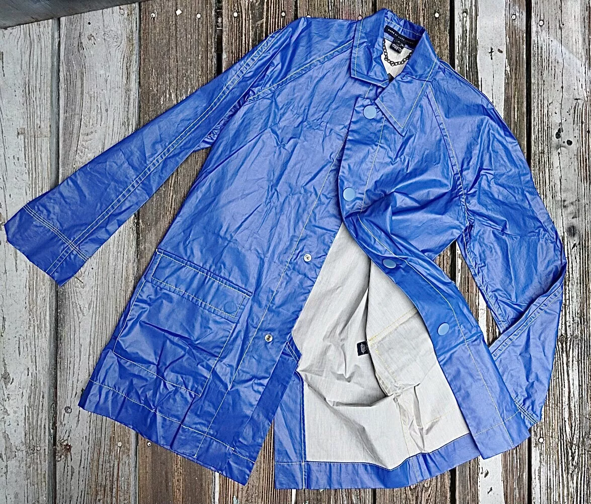 NWT Marc by Marc Jacobs Runway Deep Sea Blue Coat Raincoat MADE IN