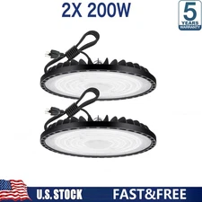 2 Pack 200W UFO Led High Bay Light Factory Commercial Warehouse Industrial Shop