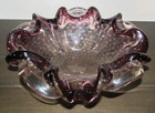 Vintage Murano Bullicante Style Purple Art Glass Bowl Dish Controlled Bubbles — photo 1