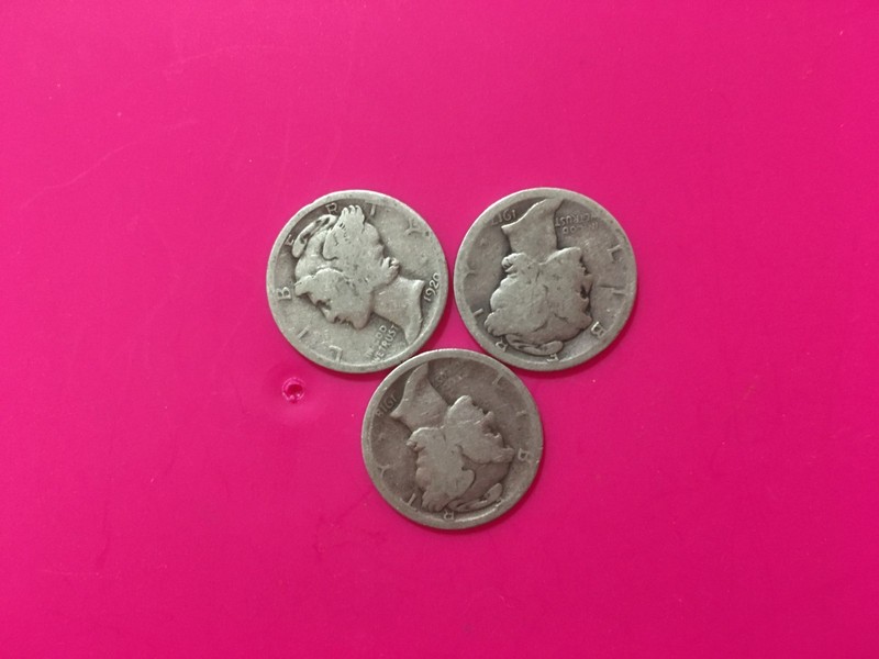 3 Mercury Dimes 17, 18, 20