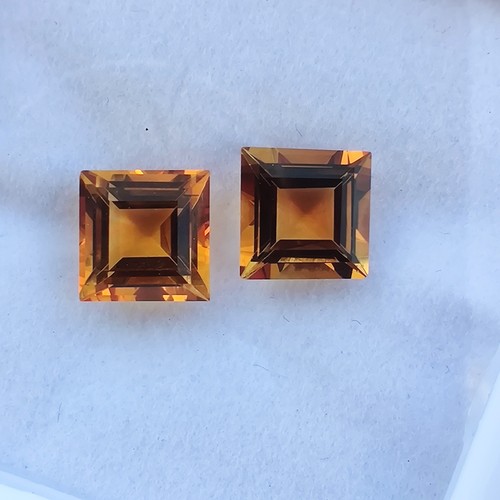 Juego de 2 piezas de corte cuadrado de 7x4 mm, piedras preciosas de citrino natural de mejor color, 3,40 quilates. - Imagen 5 de 11