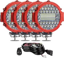 4pc 7 Round Led Light Bar 201w Driving Fog Lights Combo Beam Off Road Pickup Su