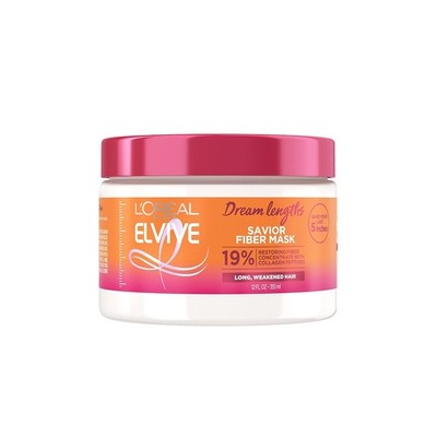 L'Oreal Paris Elvive Dream Lengths Savior Fiber Hair Mask Collagen Peptides 12oz