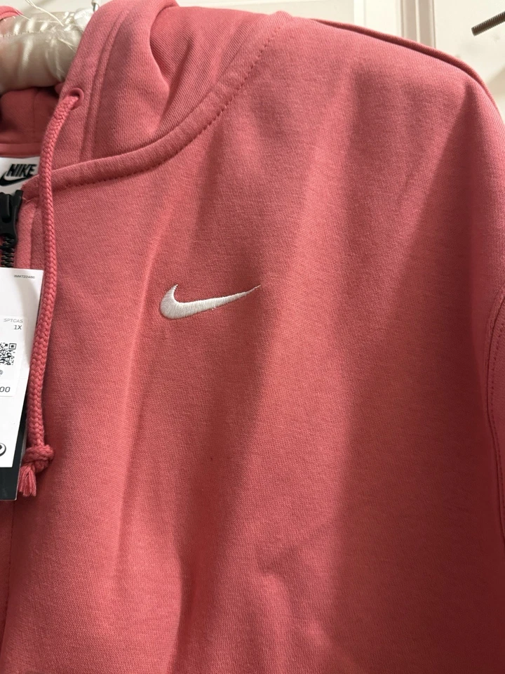 Nike Women’s 1X Full Zip Rose Pink Red Hoodie NWT Sweatshirt - Image 4 of 4