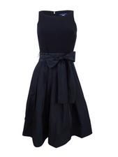 Tommy Hilfiger Women's Sash Belted Fit & Flare Dress (6, Black)