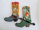 2 Hanging Picture Frames Wooden Cowboy Boots 2 Holes@ Country Western Rustic EUC — photo 1
