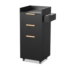 Portable Salon Trolley Cart with Wheels Hair Cart for Hairdressing Styling Black