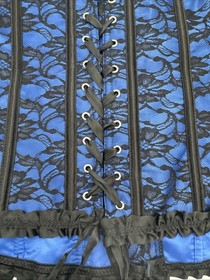Women 3xl Corset Black Lace Mesh Over Blue Corset Beautiful