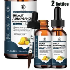 2x Shilajit Extract Supplement with Ashwagandha Ginseng Chaga Black pepper 30ML