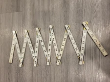 Vintage Master Mechanic White Wood Folding Ruler 72” Carpentry Woodworking Tool