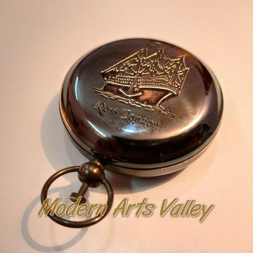 Item compass brass Antique Brass compass Vintage Black Nautical lid beast Gift - 第 1/5 張圖片