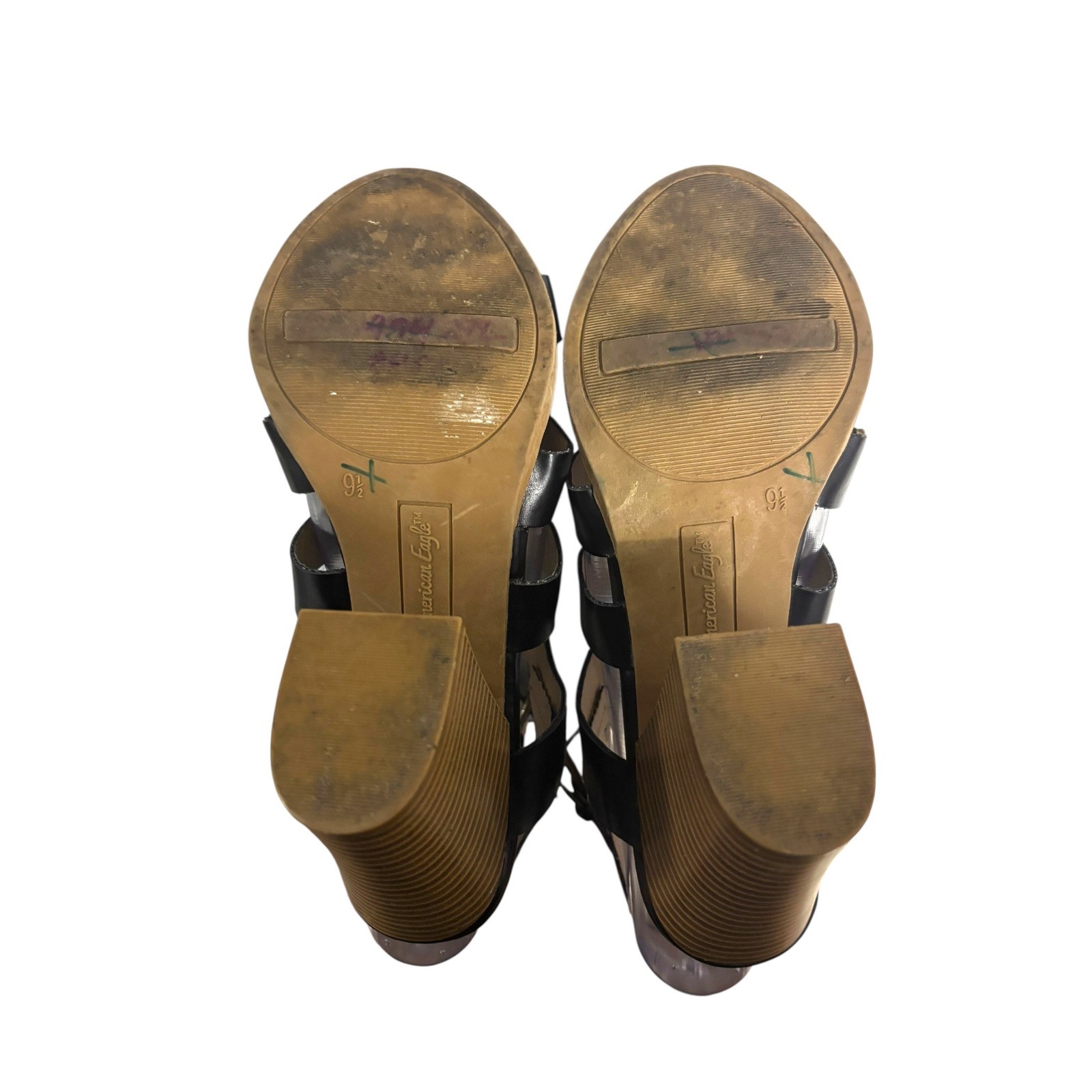 American Eagle Black Gladiator Block Heel Sandals Women's Size 9.5 image 7