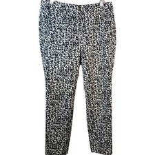 Adrianna Papell Pants White Black Floral Size 8 Causal Trouser Designer Artwear
