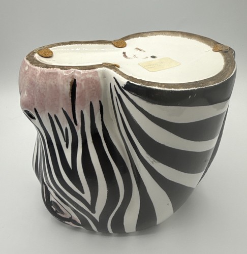Seltene Vintage handbemalte Keksdose mit Zebrakopf Made in Italy 10”x8” - Bild 19 von 24