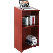 Uimoso Podium Stand 47 in Hostess Stand with Rolling Wheels&Storage Shelve Brown