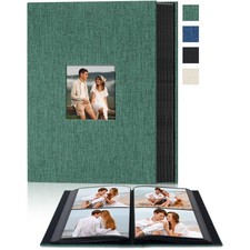 4x6 Slip In Photo Album Holds 200 Pockets Cloth Cover Dark Green