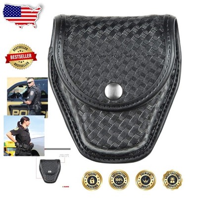 Bianchi 7917 Double Handcuff Pouch - 2 Pair Nylon Basketweave Black Chrome Snap