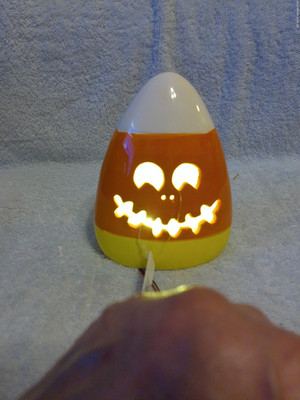 Halloween Light Up Candy Corn Figurine 5'' X 6'' New With Tag No Box