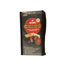Kiwi 6 Piece Shoe Leather Care Kit Polish Sponges Brush Cloth, Black & Brown