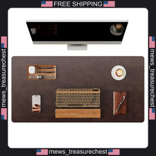 Leather Desk Mat 31.5x15.8 inches Cowhide Non-Slip Office Pad