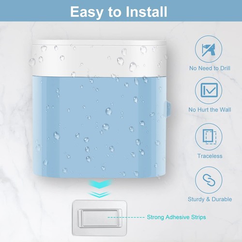 Toothbrush Holder Toothpaste Dispenser Wall Mounted Blue Cover Electric - Picture 2 of 7