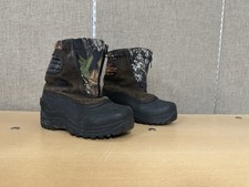 Itasca Unisex Kids Black Brown Camouflage Leather Front Zipper Snow Boots Size 2