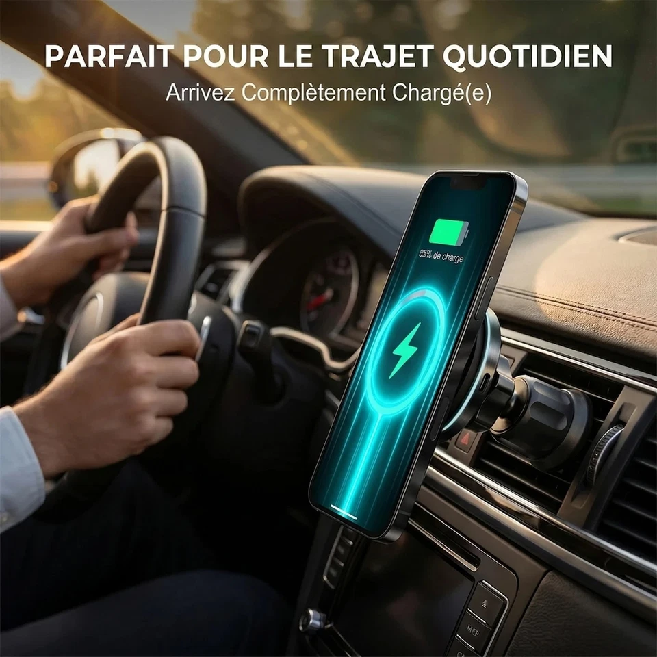 Chargeur sans fil magnétique pour voiture Rexsun 15W, chargeur de support de voi - Photo 4/4