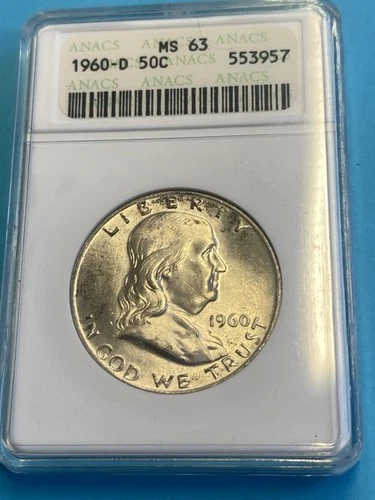 1960 D Franklin 50¢ ANACS MS 63 Old Holder