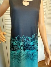 Womens Casual Dress Back Button, Boho Floral Swing Dress with Pockets-XL