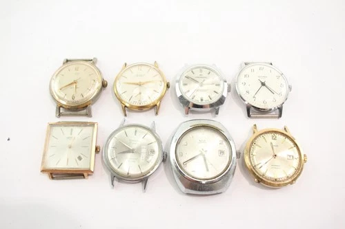 Vintage Mens Mechanical Watch Heads Timex Sekonda SPARES/REPAIRS x 8