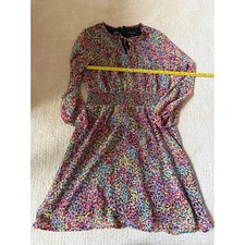 Tahari Arthur S. Levine Confetti Dot Smocked Waist Midi Dress Multi Color Size 8