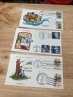 USA COLLINS HAND PAINTED FIRST DAY COVERS 1984  DUAL CANCELS   3 DIFF  H37