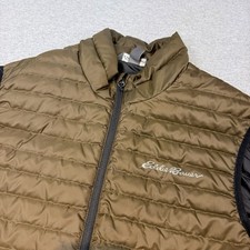 Eddie Bauer Down Insulated Puffer Vest Mens M Brown Gold Full Zip EB650 Gorpcore