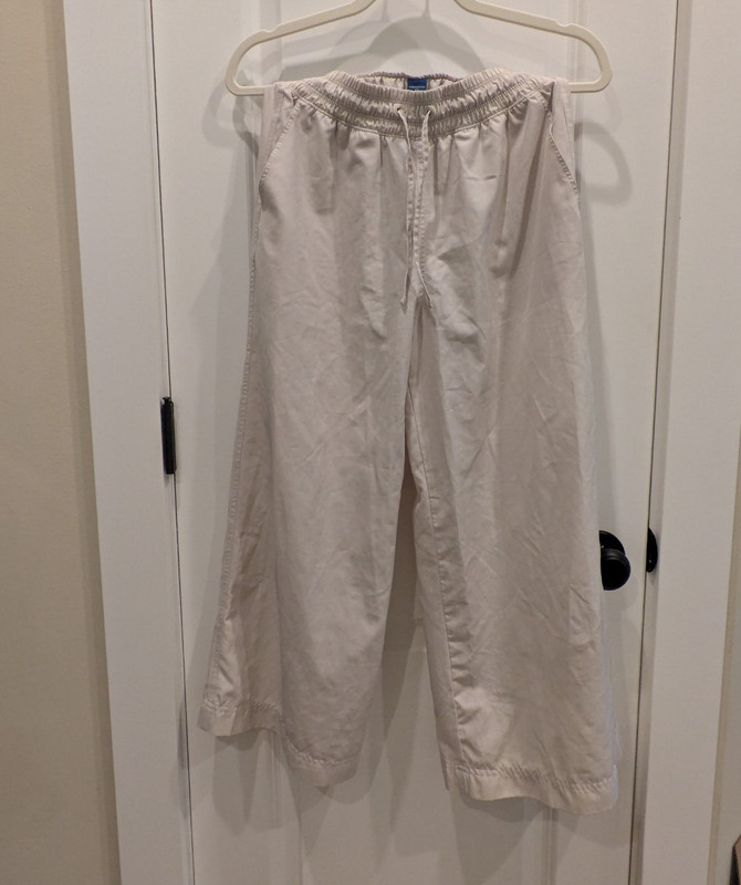 Old Navy Women's Beige Woven Polyester Pants Drawstring Elastic Waist XS 