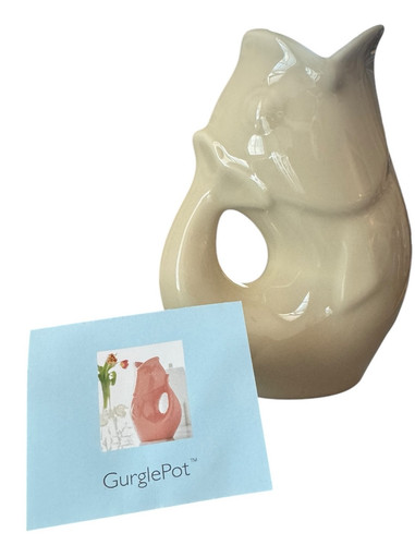 GurglePot Koi Fish Pitcher 6.5” Tall 2006 Bone/Light Beige