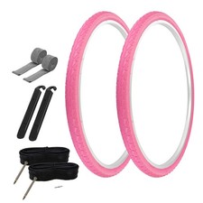 PRO TIRES 700 x 40 Pink P-1134 W/ TUBES, RIM STRIPS, TIRE LEVERS 80mm Presta
