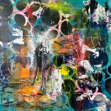 "Entering My Zone" acrylic original painting abstract 12x12x1.5 cradle board