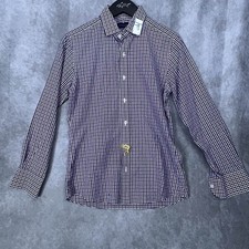 Proper Cloth Men's Purple White Gingham L/S Shirt Cotton See pics 4 measurements