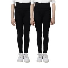 Tuff Athletics Youth Girl's 2-Pack Fleece Lined Leggings Medium Black/Black10-12
