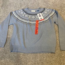 Weatherproof Vintage Womens Blue Fair Isle Yo...