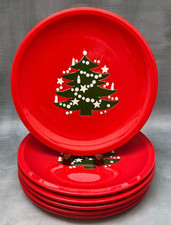 Waechtersbach Germany Red Christmas Tree Set of 6 Dinner Plates 10  