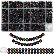 1400Pcs Colorful Letter Beads 4X7Mm Alphabet A-Z Heart Flat Round