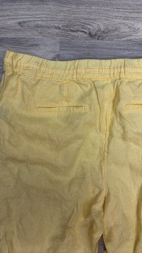 Charter Club 100% Linen Yellow Elastic Drawstring Waist Ankle Pants Size Large - Picture 10 of 19