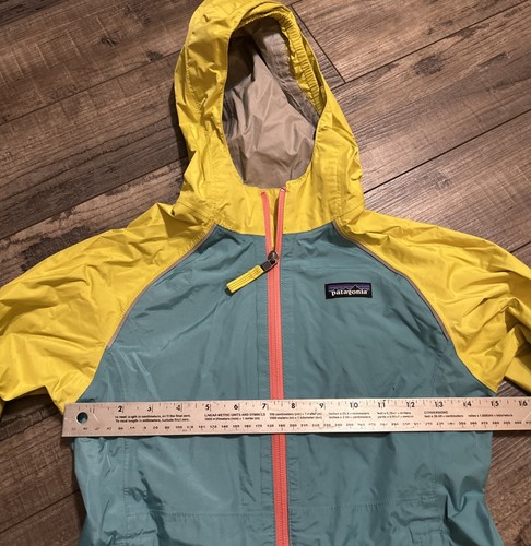 Patagonia Torrentshell Rain Jacket Girls S 7-8 Waterproof H2No Hooded Yellow - Picture 6 of 10