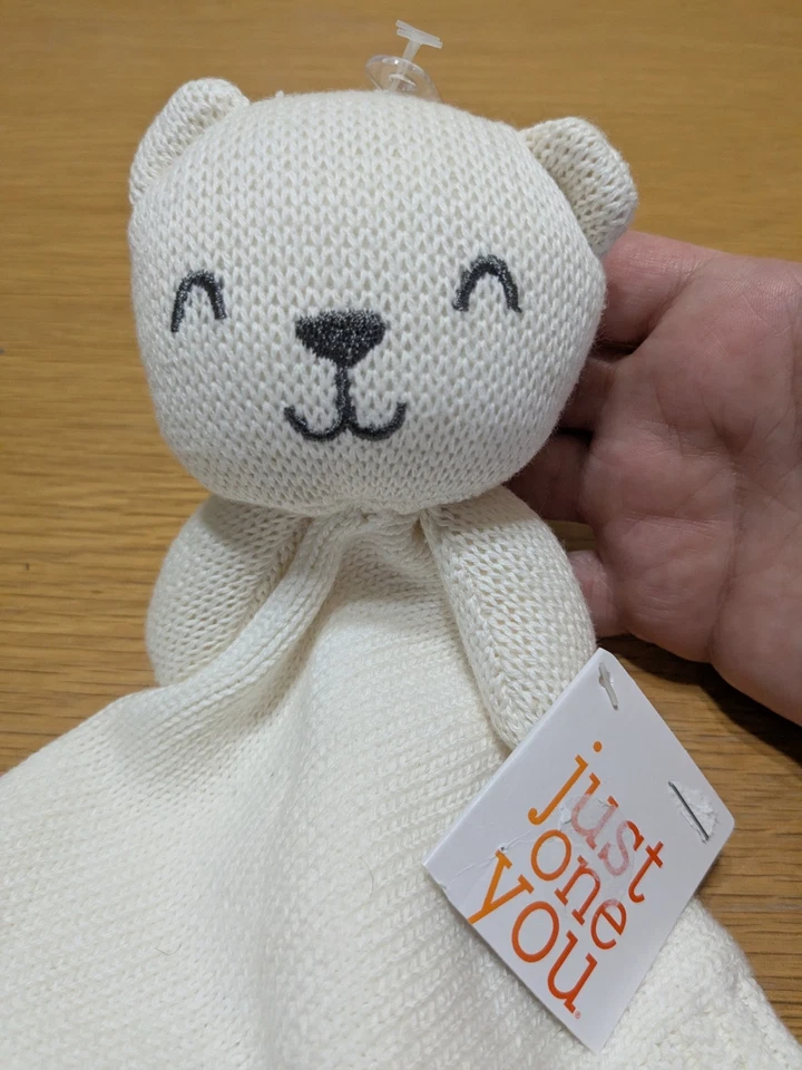 Manta de seguridad para bebé Carters Just One You Knit Bear Lovey crema blanca felpa nueva con etiquetas Foto 3 de 4