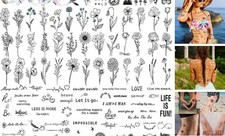 100 Sheets Realistic Temporary Tattoos, 240 Pcs Black Realistic - 100 Sheets