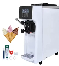 TECSPACE 10-20L/H Commercial Soft Ice Cream Machine 1300W Frozen Yogurt Maker