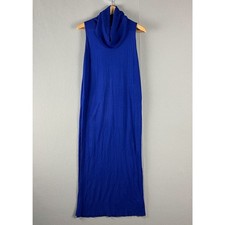 Zara Knit Cowl Neck Midi Dress Womens Medium Blue Sleeveless Minimal Lightweight